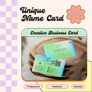 ネオンブルーグラデーショントレンディー編集可能名刺 名刺