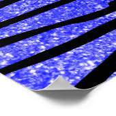 ネオンブルーグリッター縞模様 ポスター (角)