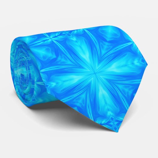 ネオンブルーターコイズサイケデリック曇り抽象芸術 ネクタイ (ロール)