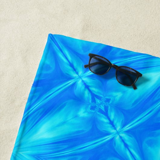 ネオンブルーターコイズサイケデリック曇り抽象芸術 ビーチタオル (インサイチュ)