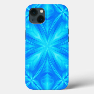 ネオンブルーターコイズサイケデリック曇り抽象芸術 iPhone 13ケース
