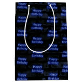 ネオンブルーハッピーバースデーオンブリック ミディアムペーパーバッグ (正面)