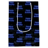 ネオンブルーハッピーバースデーオンブリック ミディアムペーパーバッグ (裏面)