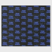 ネオンブルーハッピーバースデーオンブリック ラッピングペーパー (フラット)