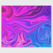 ネオンブルーパープルピンク抽象芸術パターン ラッピングペーパー (フラット)