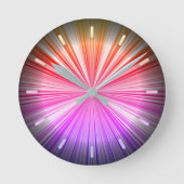 ネオンブルーパープルピンク赤色の放射クール光 ラウンド壁時計 (正面)