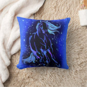 ネオンブルーホースランニングアットムーンライト星夜  クッション (ブランケット)