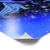 ネオンブルーホースランニングズアットムーンライトスターリーナイト フォトプリント            (角)