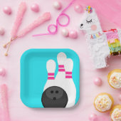 ネオンブルーボーリングパーティー紙プレート ペーパープレート (パーティー)