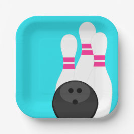 ネオンブルーボーリングパーティー紙プレート ペーパープレート