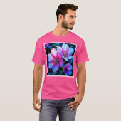 ネオンブルームフラワーマジックグローデザイン Tシャツ (正面フル)