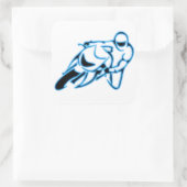 ネオンブルーライン付きオートバイロゴブラック スクエアシール (バッグ)