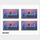 ネオンブルー大学院写真 長方形シール (シート)