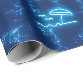 ネオンブルー白熱［赤熱］光を放つウォーターパームツリーズビーチプール ラッピングペーパー (ロールコーナー)