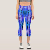 ネオンブルー金ゴールドグリッターマーブルカプリレギンス カプリレギンス (正面)