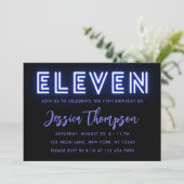 ネオンブルー11誕生日招待状 招待状 (スタンド正面)