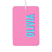 ネオンブルー3D名モダン前 | トレンディークールピンク カーエアーフレッシュナー (正面)