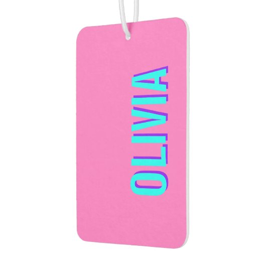 ネオンブルー3D名モダン前 | トレンディークールピンク カーエアーフレッシュナー (左)