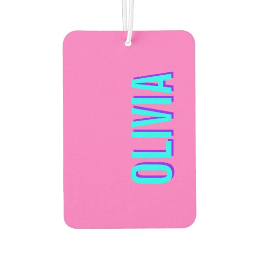 ネオンブルー3D名モダン前 | トレンディークールピンク カーエアーフレッシュナー (裏面)