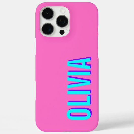ネオンブルー3D名モダン前 | トレンディークールピンク Case-Mate iPhoneケース (裏面)