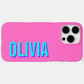 ネオンブルー3D名モダン前 | トレンディークールピンク Case-Mate iPhoneケース (裏面 (横))