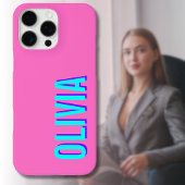 ネオンブルー3D名モダン前 | トレンディークールピンク Case-Mate iPhoneケース