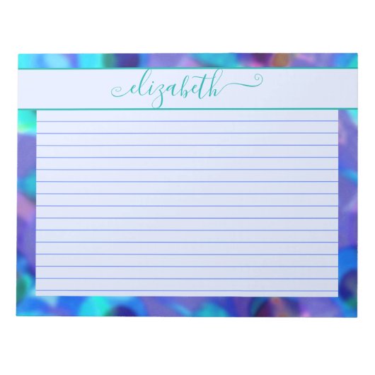 ネオンブルー&アクア抽象芸術水彩 ノートパッド (正面)