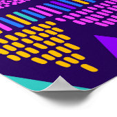 ネオンブルー：トライバルナバホ模様 ポスター (角)