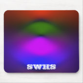 ネオンブルー、パープル、グリーン&オレンジスクールモノグラム マウスパッド (正面)