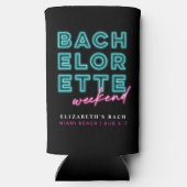 ネオンブルー＆ピンクのハッチェロレッテウィークエンド スリム缶クーラー (裏面)