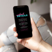 ネオンブルー＆ピンクの独身最後の週末 招待状