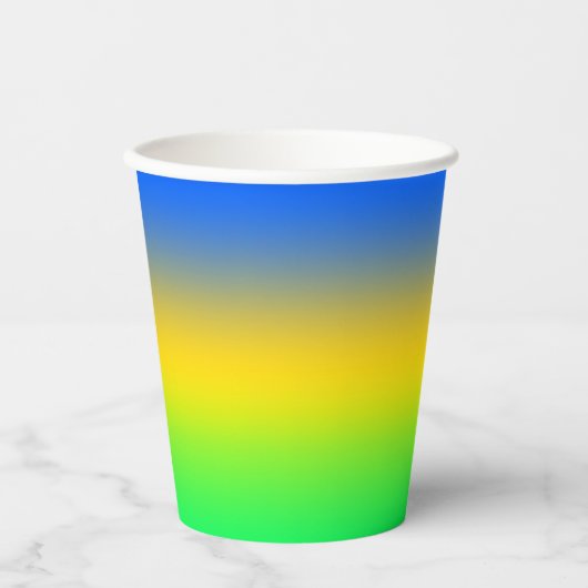 ネオンブルー，黄色，緑のグラデーショグラデーションン，. 紙コップ (正面)