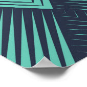 ネオンブルーOp-Artシェブロン。 ポスター (角)