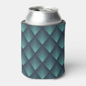 ネオンブルーOp-Artシェブロン。 缶クーラー (缶正面)