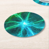 ネオンプラズマボール電気パーティー ラウンドペーパーコースター (アングル)