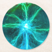 ネオンプラズマボール電気パーティー ラウンドペーパーコースター (正面)