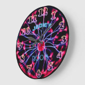 ネオンプラズマボール – ゲームルームパーソナライズされた ラージ壁時計 (傾斜)