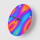 ネオンプラモダンズマサイケデリックパーソナライズされた壁 ラウンド壁時計 (傾斜)