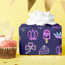 ネオンプリンセスの誕生日ラッピングペーパー ラッピングペーパー