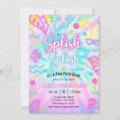 ネオンプールパーティーの招待状 夏のトロピカルグロー 招待状 (正面)