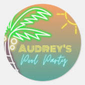 ネオンプールパーティーシール ラウンドシール (正面)