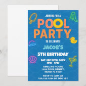 ネオンプールパーティーバースデー招待状 招待状 (正面/裏面)