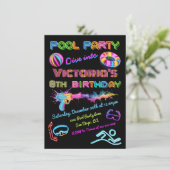 ネオンプールパーティー誕生日パーティー 招待状 (スタンド正面)