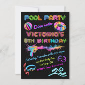 ネオンプールパーティー誕生日パーティー 招待状 (正面)