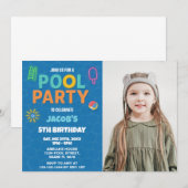 ネオンプール誕生日バッシュ招待状と写真 招待状 (正面/裏面)