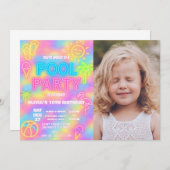 ネオンプール誕生日パーティーへの招待 招待状 (正面/裏面)