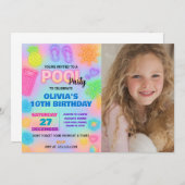 ネオンプール誕生日招待状と写真 招待状 (正面/裏面)