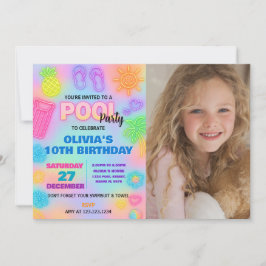 ネオンプール誕生日招待状と写真 招待状