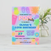 ネオンプール誕生日招待状 招待状 (スタンド正面)