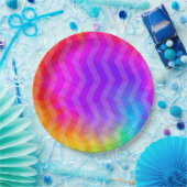 ネオンヘリンボーントリップ(幻覚体験)のようなヒッパイレインボー ペーパープレート (パーティー)